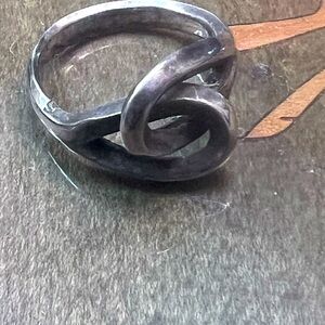 Vintage Handmade Sterling Silver Modernist Interlocking Circles Ring